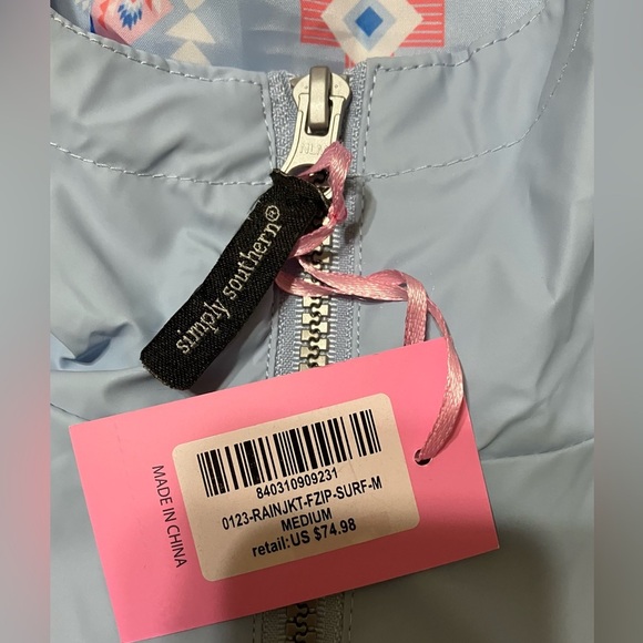 NWT!  Simply Southern Blue Rain Jacket - Picture 4 of 8